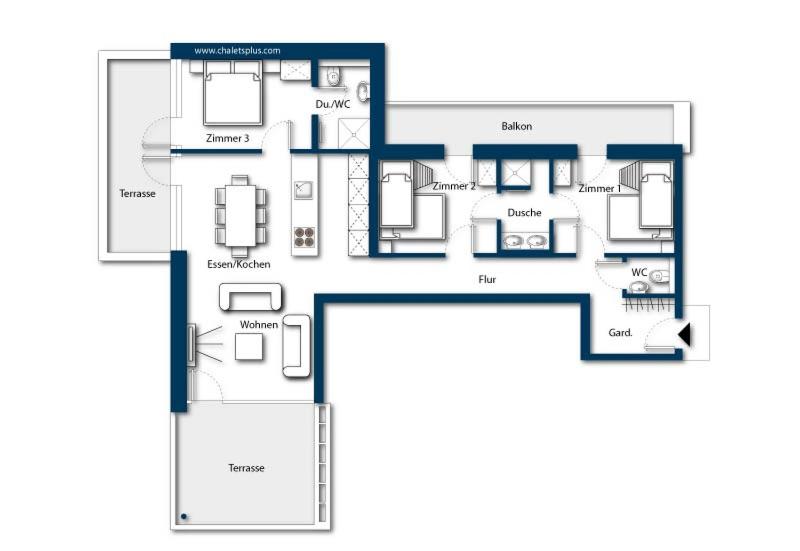 ３ベッドルームアパートメント, Edelweisshaus Königsleiten
