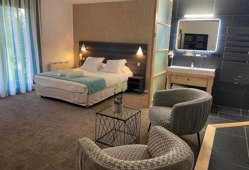 Люкс с гидромассажем, Logis Hotel Restaurant Spa Les Oliviers