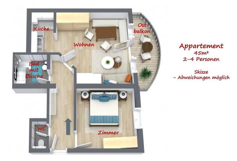 דירה בת חדר שינה 1 עם מרפסת, Pension Alpenrose