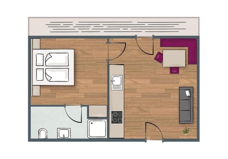شقة غرفة نوم واحدة مزودة بشُرفة, Aparthotel Stadler