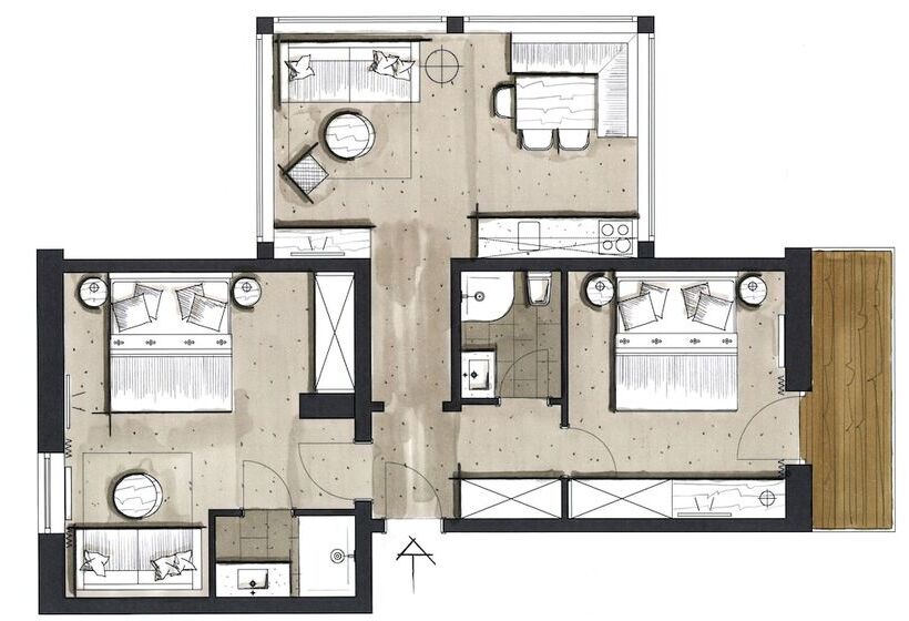 バルコニー付２ベッドルームアパートメント, Erzherzog Johann Alpin Style Hotel   Adults Only