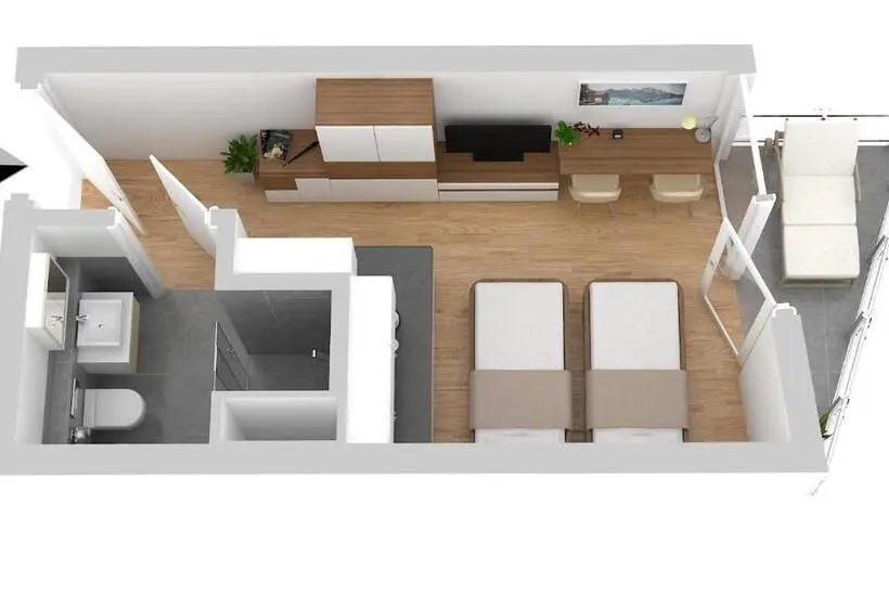１ベッドルームのデラックスアパートメント, Aparthotel My Room   Messe Munich