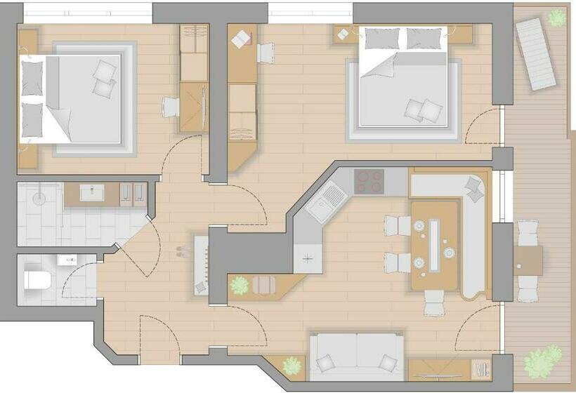 آپارتمان 2 خوابه, Erbhof Hinterrain