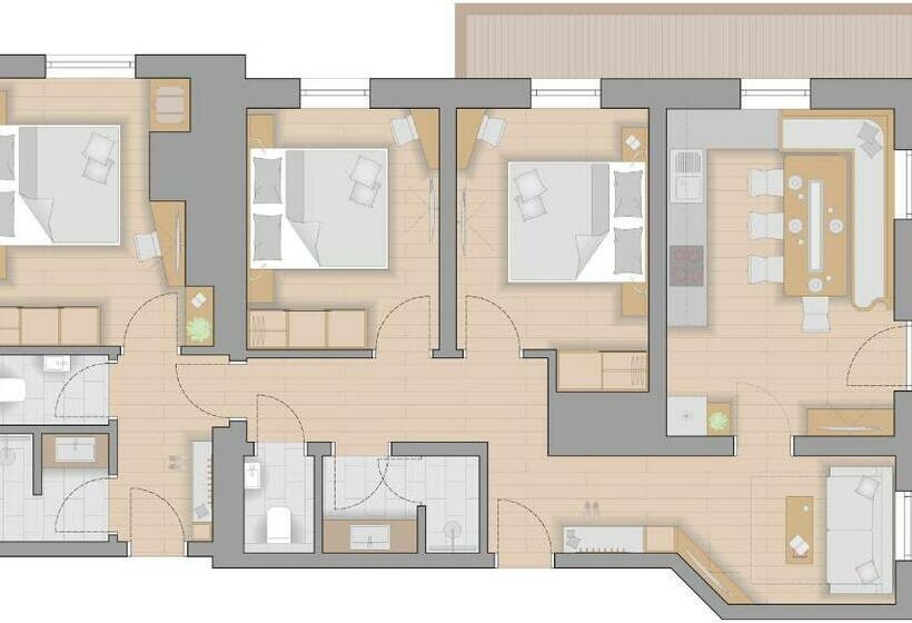 آپارتمان 3 خوابه, Erbhof Hinterrain