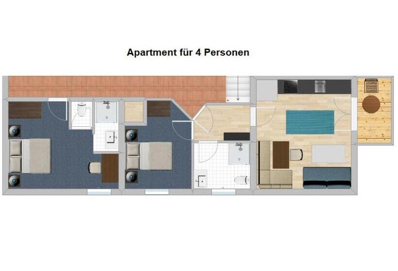 شقة غرفة نوم واحدة مزودة بشُرفة, Pension Wald