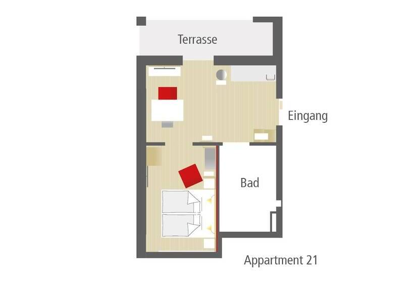 Апартаменты 1 Спальня с Террасой, Gasthauspension Hofmann