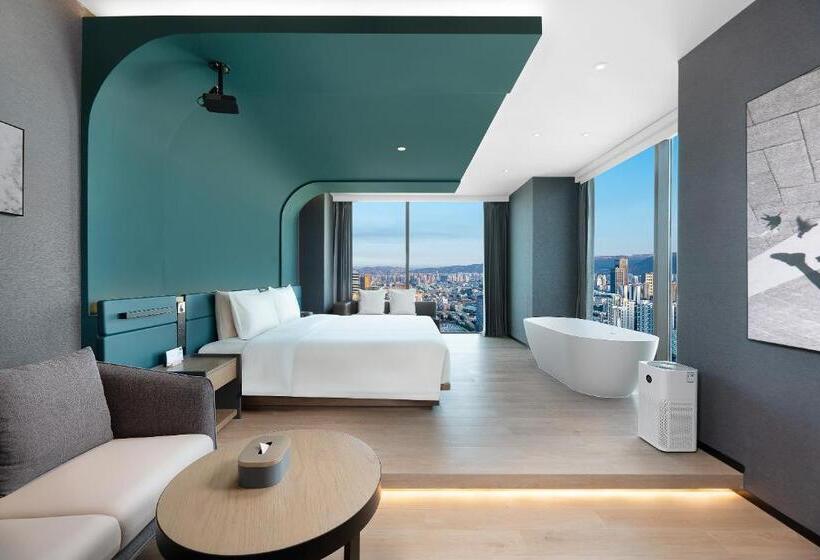 キングサイズベッドのデラックスルーム, Atour S Hotel Lanzhou Convertion Exhibition Center