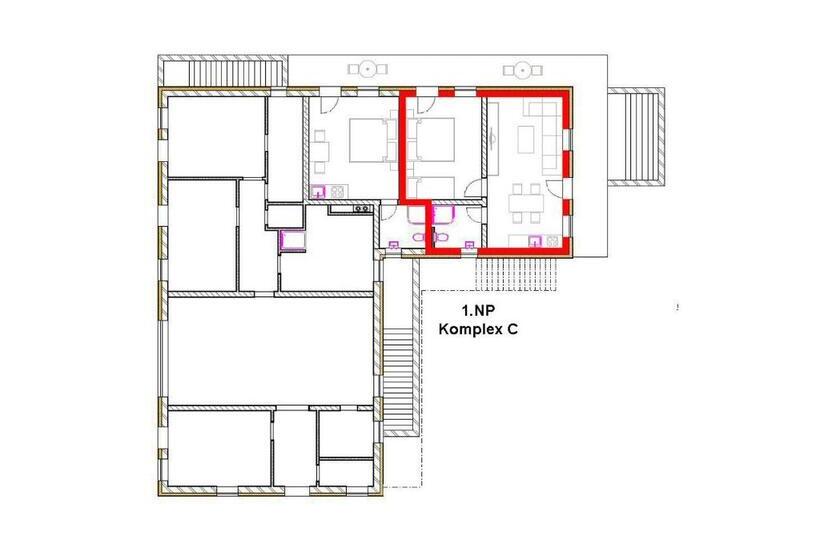 침실 1개 아파트, U Jeřába   Komplex C