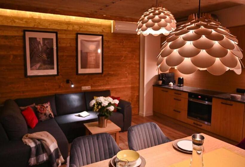 Апартаменты 1 Спальня, Apartamenty U Harrego Boutique Spa Z Klimatyzacja, Balkon, Sauna, Tężnia Parking