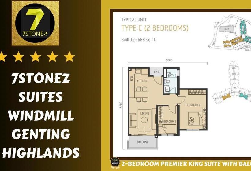 جناح بريميوم غرفتين نوم, 7stonez Suites Windmill Genting Highlands