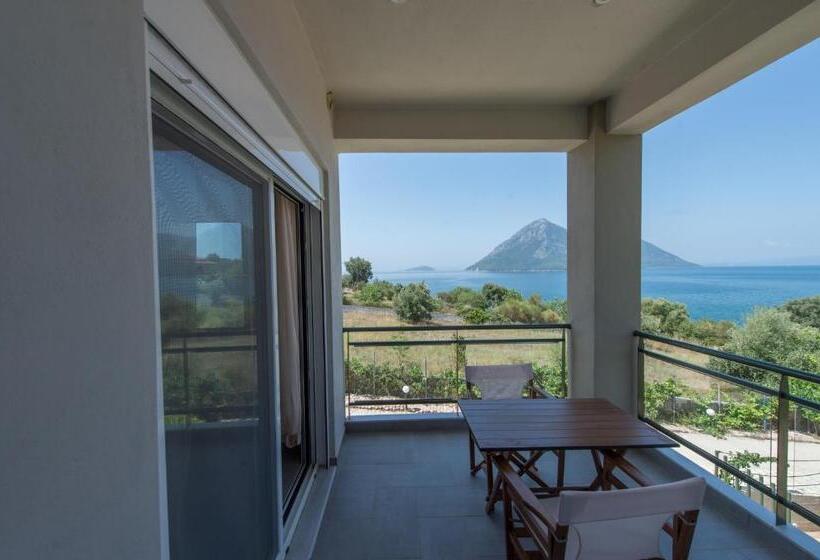 침실 1개 아파트 측면 바다 전망, Thesmos Village