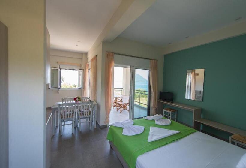 침실 1개 아파트 측면 바다 전망, Thesmos Village