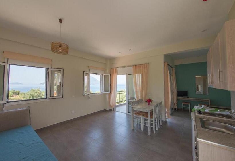 침실 1개 아파트 측면 바다 전망, Thesmos Village