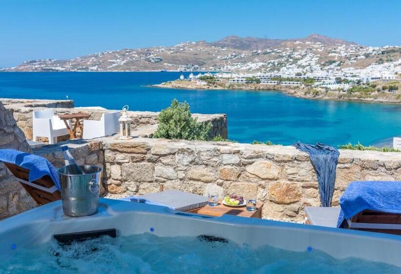 חדר סטנדרט עם ג'קוזי ונוף לים, Cape Mykonos