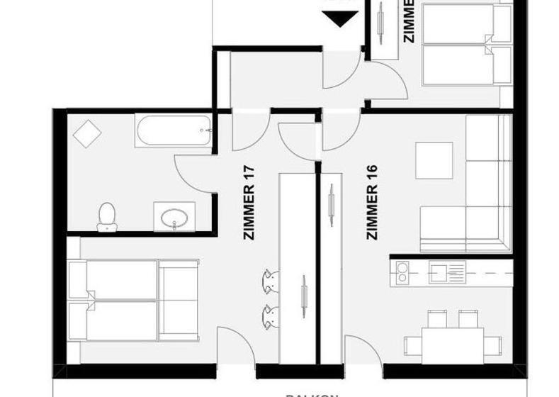 Апартаменты 2 Спальни с Балконом, Gasthof Pesbichl