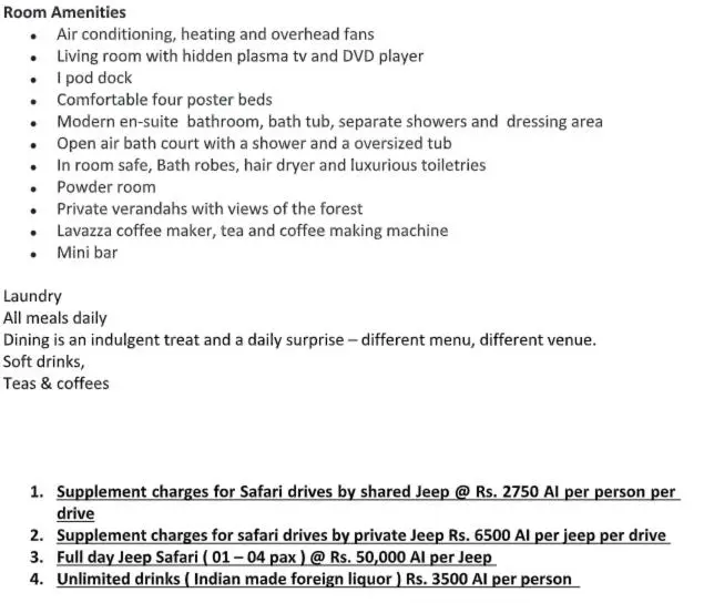 デラックスビラの１ベッドルーム, Samode Safari Lodge