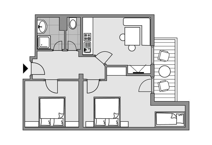 バルコニー付２ベッドルームアパートメント, Thurnerhof