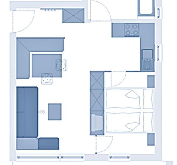 Апартаменты 1 Спальня с Балконом, Residence Silvester