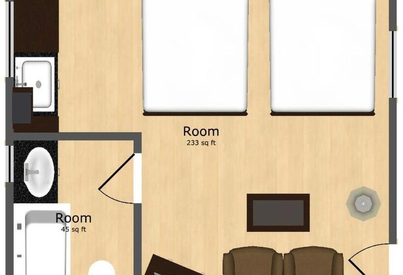 غرفه قياسيه سريرين مزدوجين, Wheel Inn Motel