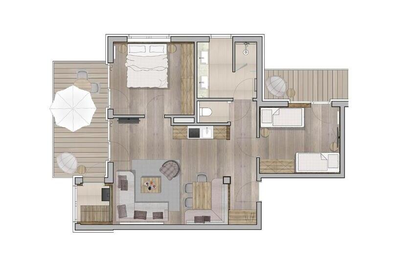 דירת שני חדרים עם מרפת, Private Homes Alpin Spa Apartments