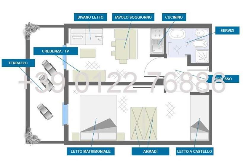 ２ベッドルームアパートメント, Resort Palace Sestriere 1 E 2