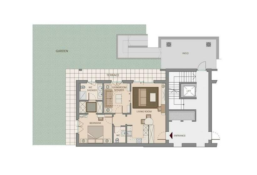 Апартаменты 1 Спальня Нижний Этаж, Delta Resort Apartments