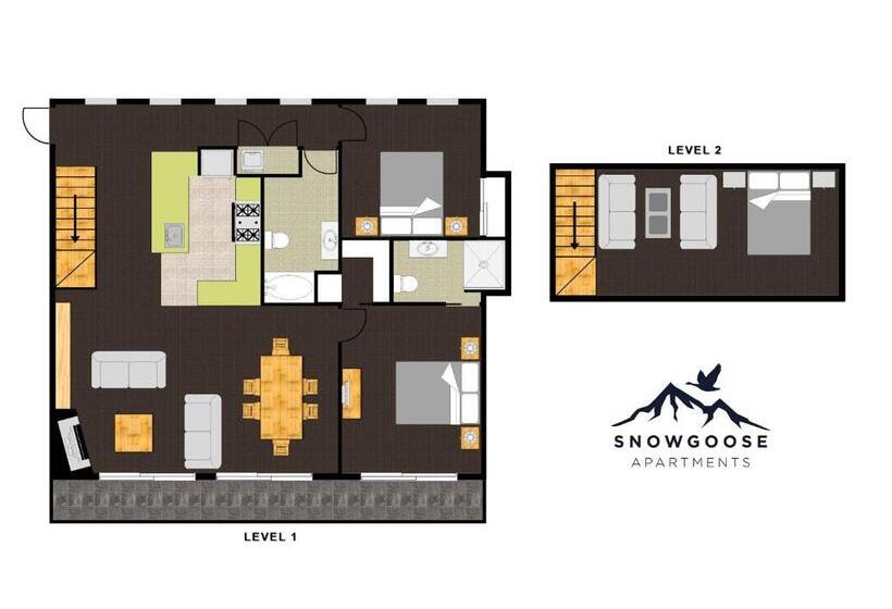 דירת פנטהאוז 1 חדרי שינה, Snowgoose Apartments