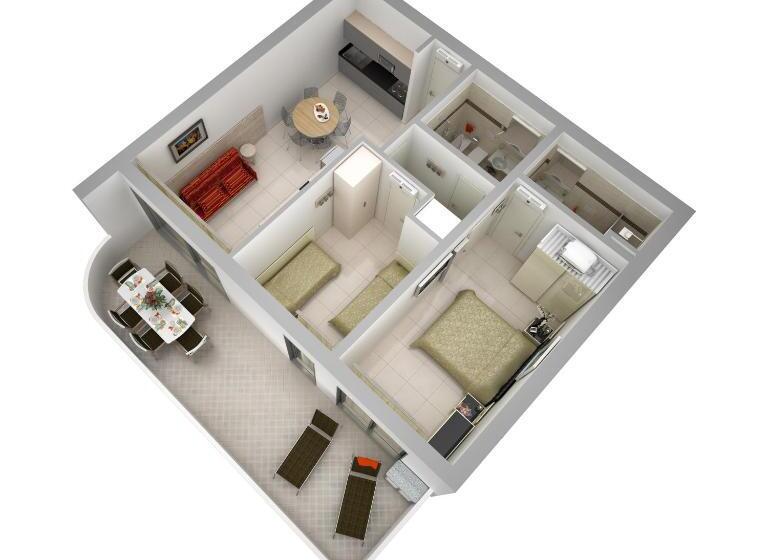 2침실 디럭스 아파트 바다 전망, Residence Serenissima