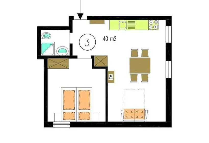 景色の見える一ベッドルームアパートメント, Merlhof