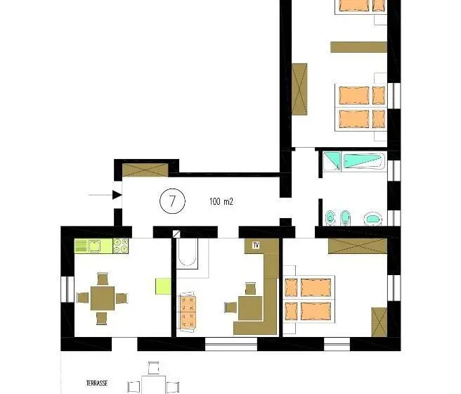 1階の1ベッドルームアパートメント, Merlhof