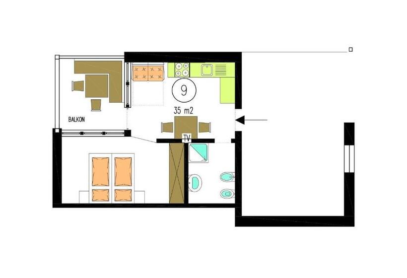 شقة غرفة نوم واحدة مزودة بشُرفة, Merlhof