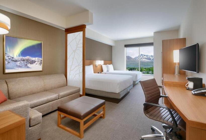 带2个双人床的标准工作室, Hyatt Place Anchorage Midtown