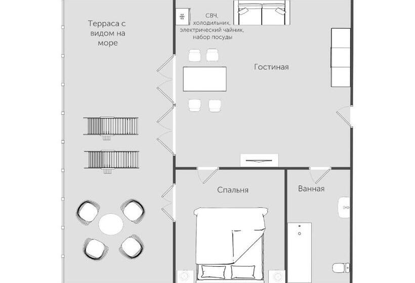 ویلای 1 خوابه, Apart Hotel Apple Cat Montenegro Ko Bijela