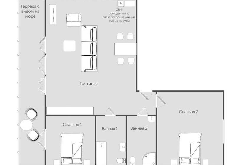 ویلای 1 خوابه, Apart Hotel Apple Cat Montenegro Ko Bijela