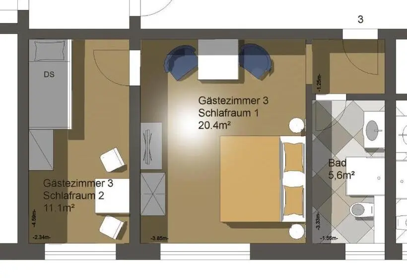 Standard Neljän Hengen Huone, Pension Rüssel Pub