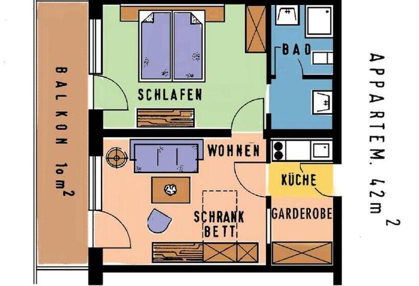 １ベッドルームアパートメント, Appartementhaus Josef