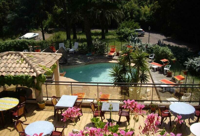 غرفة قياسية مطلّة علي حمام السباحة, Hôtel Les Palmiers