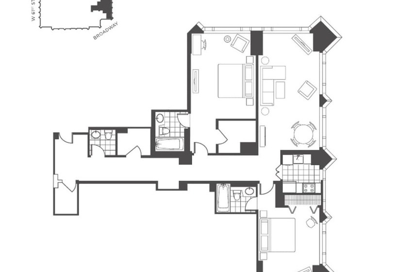 带2个卧室的套房, Trump International New York