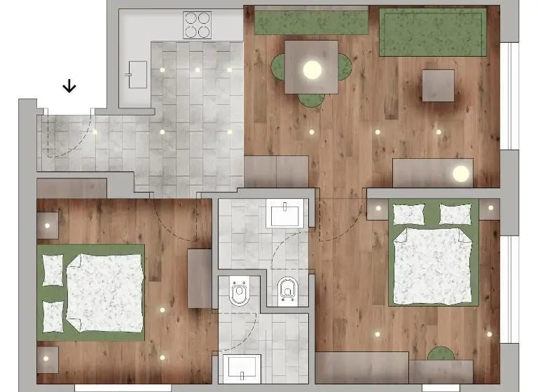 ２ベッドルームアパートメント, Residence Villa Al Sole