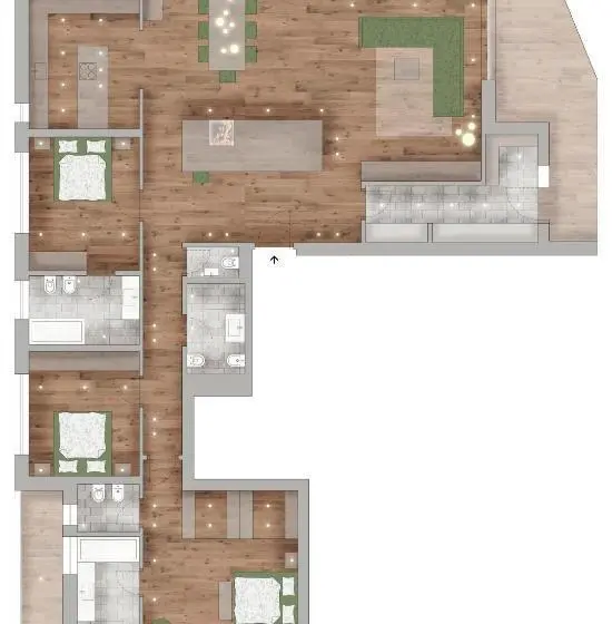 ３ベッドルームアパートメント, Residence Villa Al Sole