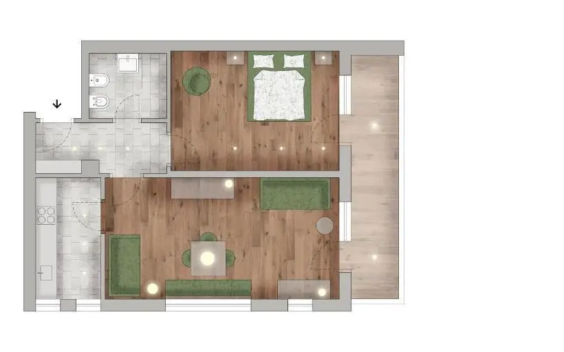 バルコニー付き１ベッドルームアパートメント, Residence Villa Al Sole