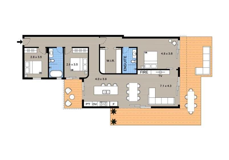 شقة 3 غرف, Tamarama Apartments