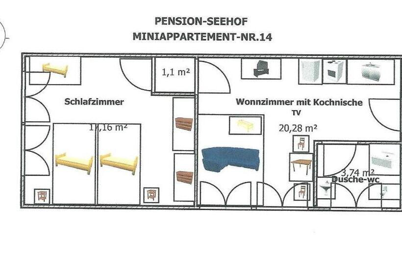 침실 1개 아파트, Ferienanlage Seehof