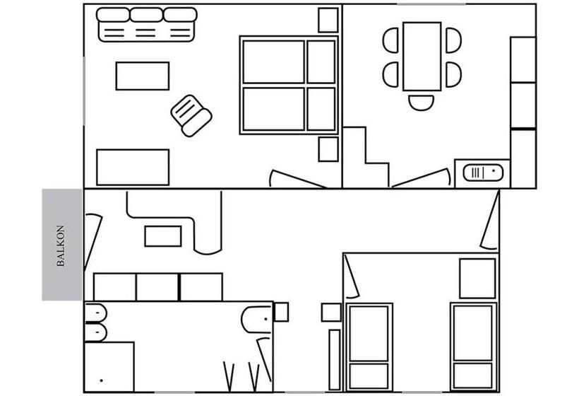 Апартаменты 1 Спальня с Балконом, Panoramahotel Lilienstein