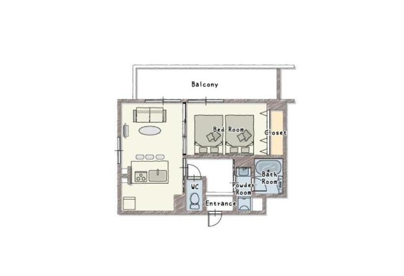 침실 1개 발코니 아파트, Bon Condominium Umeda