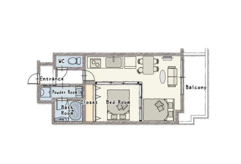 침실 1개 아파트, Bon Condominium Umeda