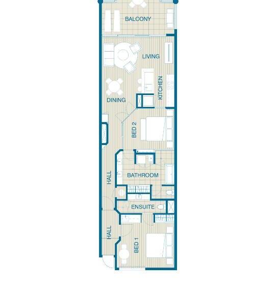 Апартаменты Deluxe 2 Спальни Вид на Море, Tingirana Noosa
