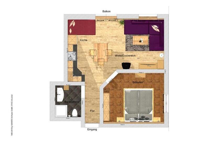 バルコニー付き１ベッドルームアパートメント, Gästehaus Arnspitzblick