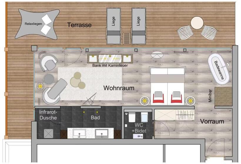 带露台的套间, Sport  Und Wellnesshotel Held 4 Sterne Superior