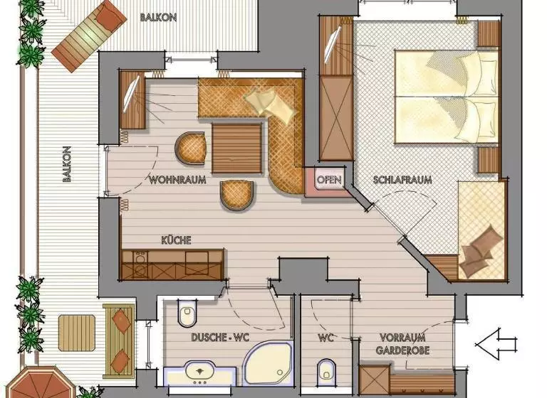 1ベッドルームのデラックスアパートメント, Appart & Hotel Garni Villa Knauer
